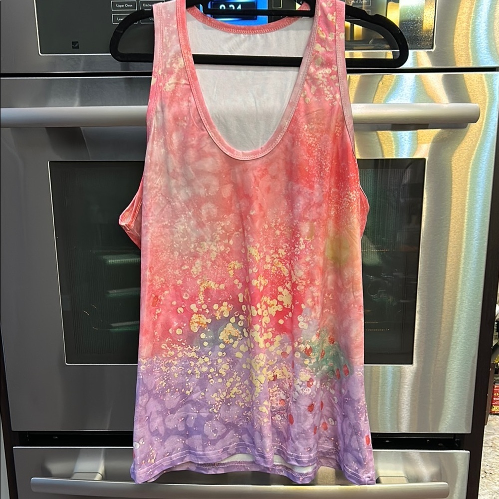 Vibrant Pink and Purple Abstract Sleeveless Tank Top‎